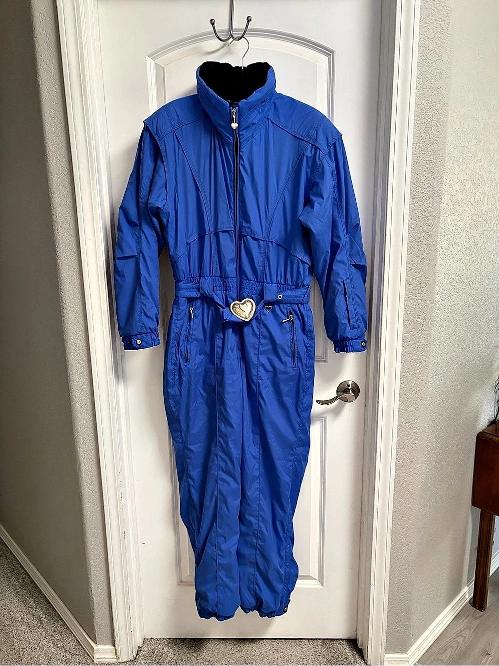 Vintage 90s Obermeyer Jasmine One-Piece Ski Suit Cobalt Blue Insulated Size 14